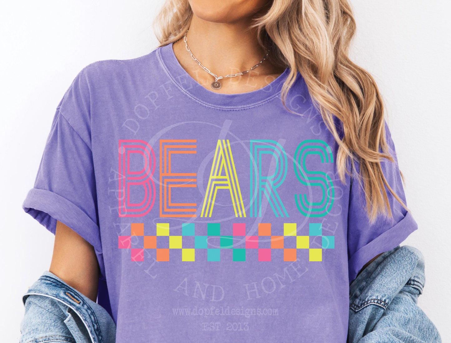 Bears NEON Checkered Digital Download
