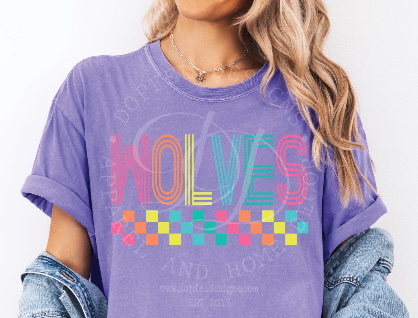 Wolves NEON Checkered Digital Download