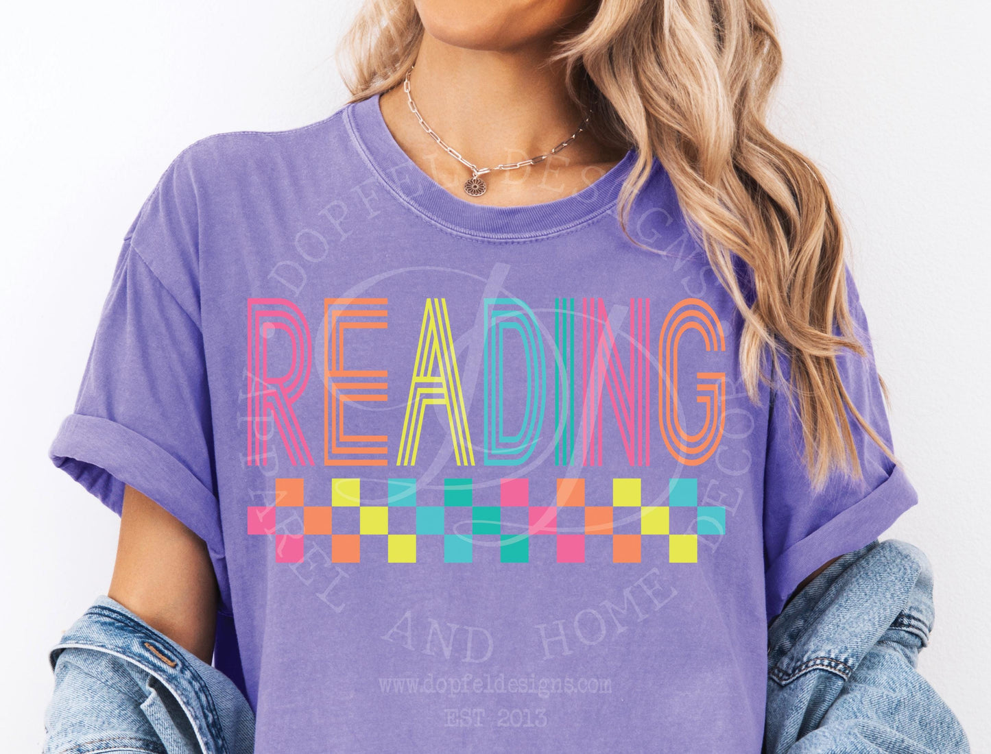 Reading NEON Checkered Digital Download