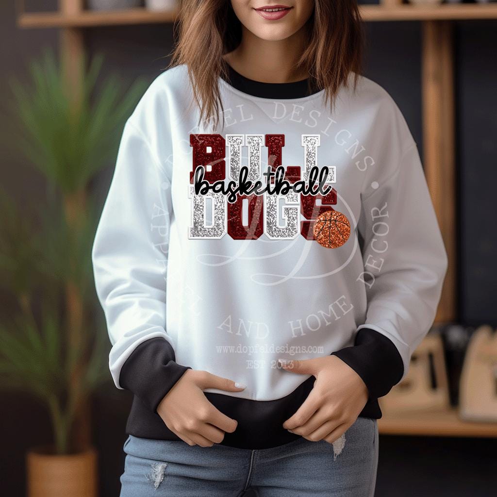BULLDOGS Basketball Faux Sequin Embroidery Digital Download