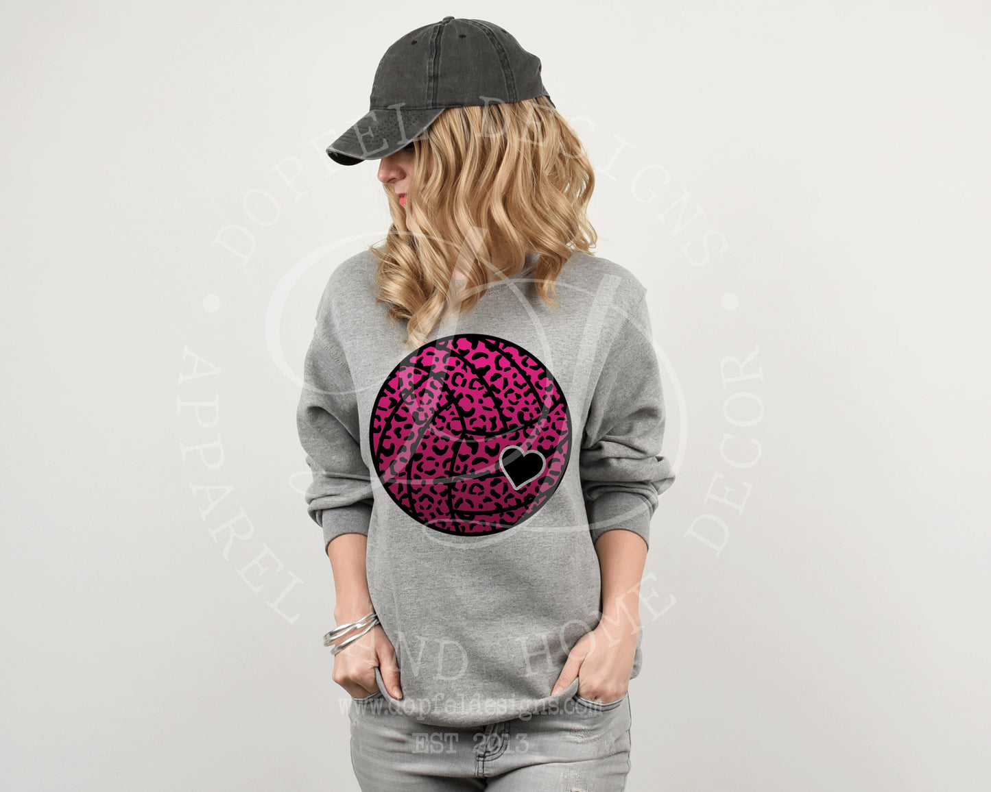 Pink Ombre Leopard Volleyball Digital Download
