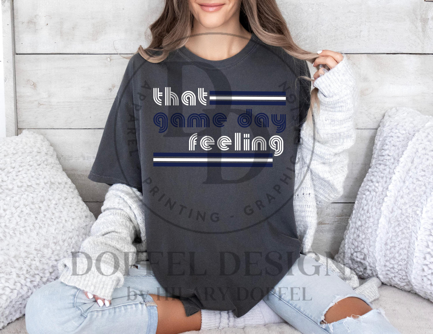 That Game Day Feeling Navy Blue & White - Digital Download