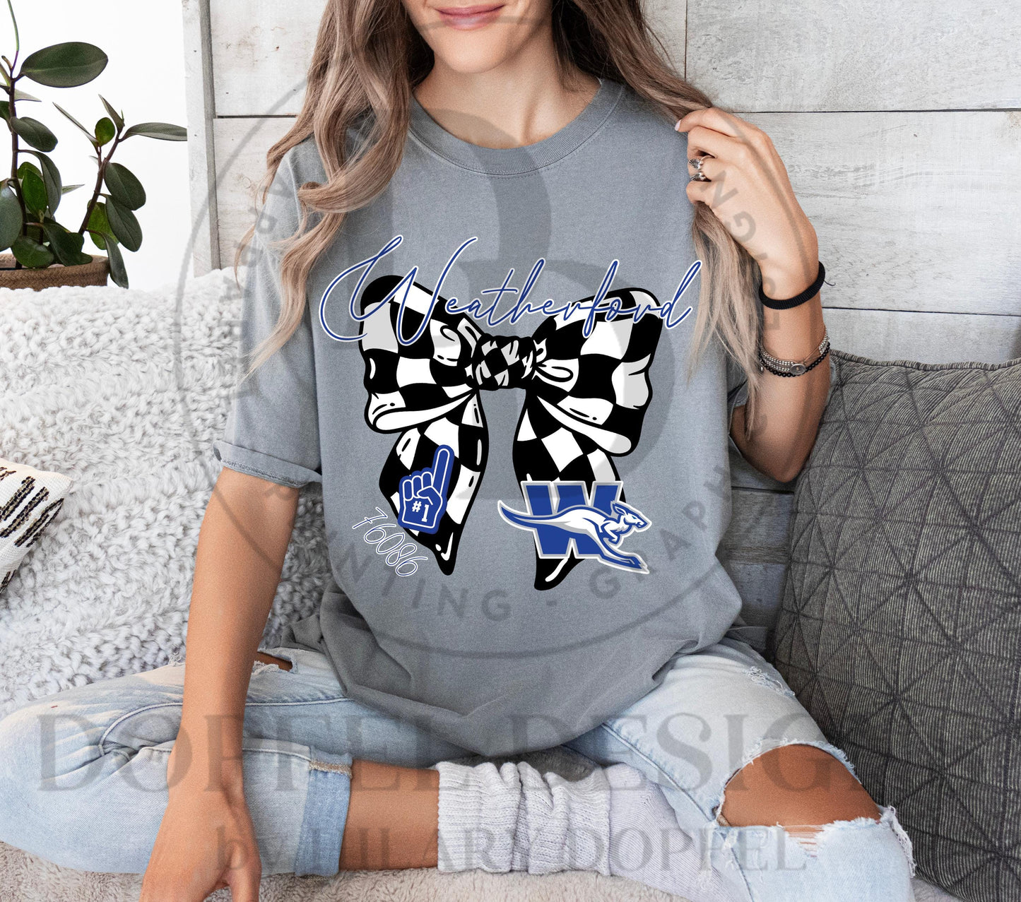 Weatherford Kangaroos Checkered Bow Zip Code Digital Download