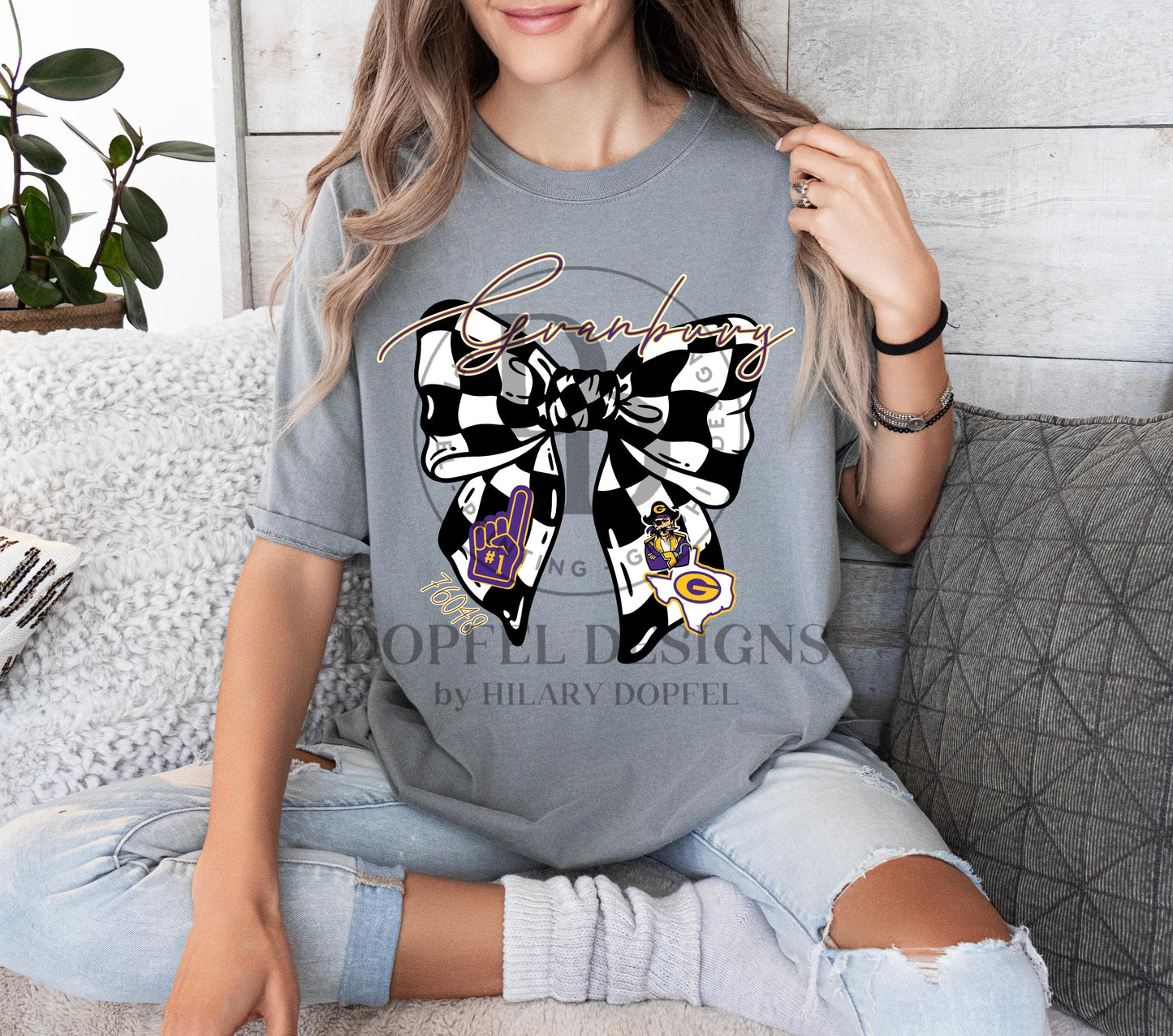 Granbury Pirates Checkered Bow TWO Zip Codes - TWO Digital Downloads
