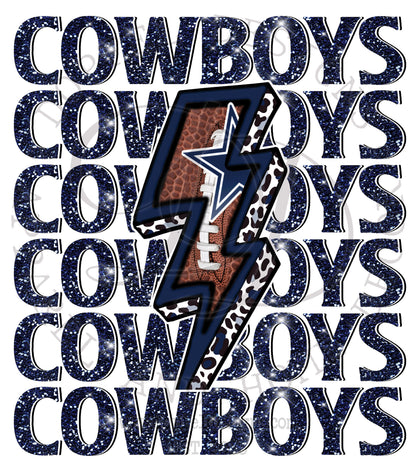 Cowboys Football Repeat Lightning Bolt Digital Download