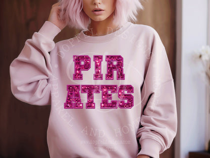 Pirates Pink Out Faux Sequin Embroidery Digital Download