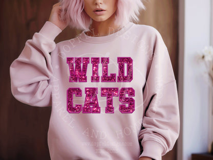 Wildcats Pink Out Faux Sequin Embroidery Digital Download