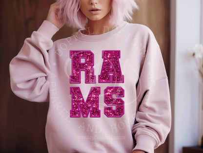 Rams Pink Out Faux Sequin Embroidery Digital Download