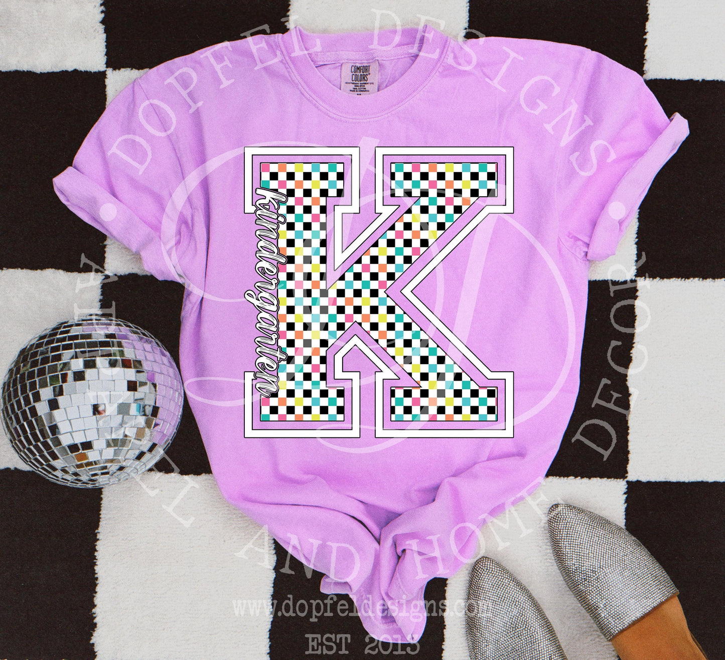 NEON Kindergarten Checkered Digital Download