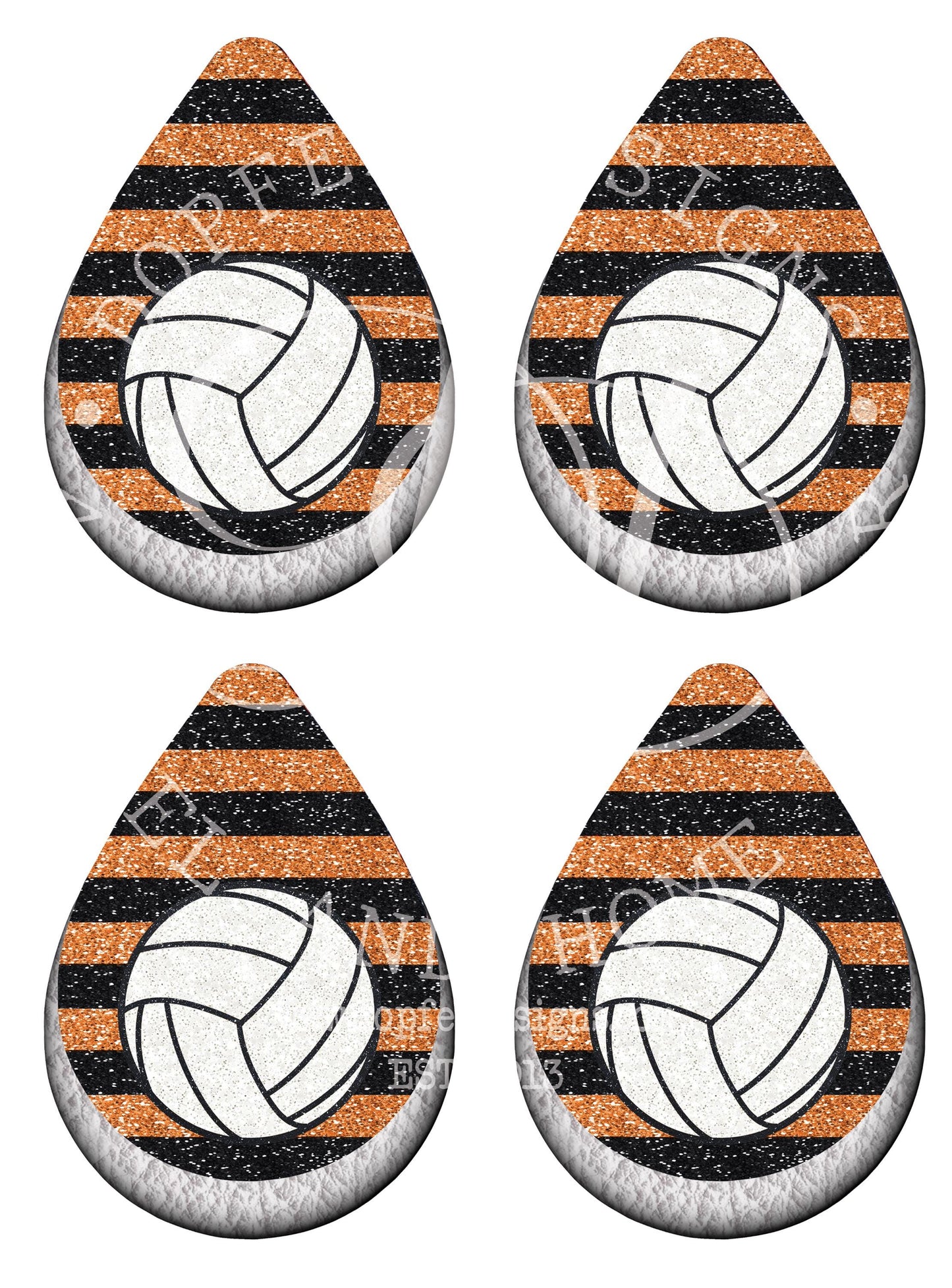 Glitter Volleyball Sublimation Earring PNG Template (Digital Download)