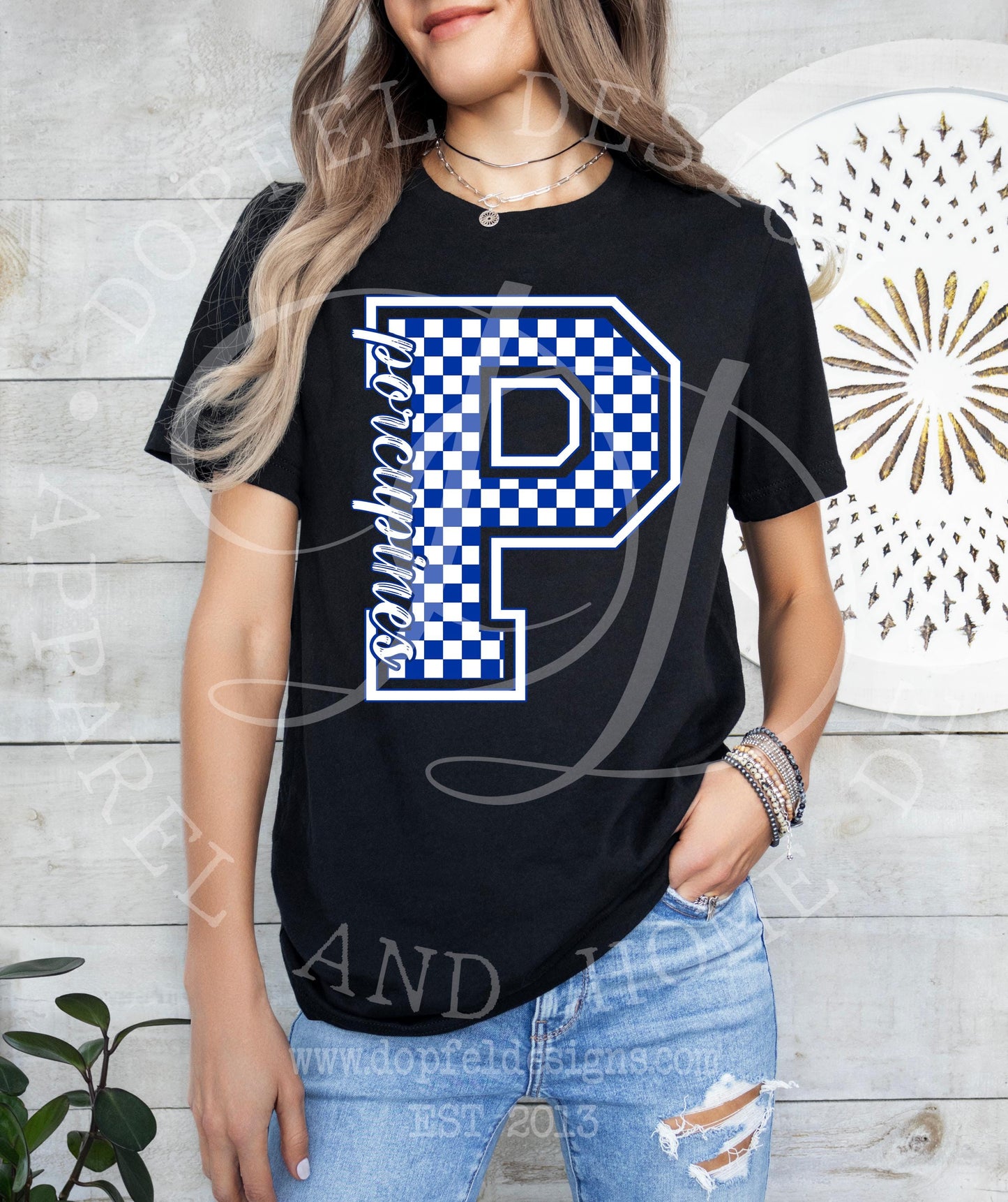 Porcupines Checkered Blue & White Digital Download