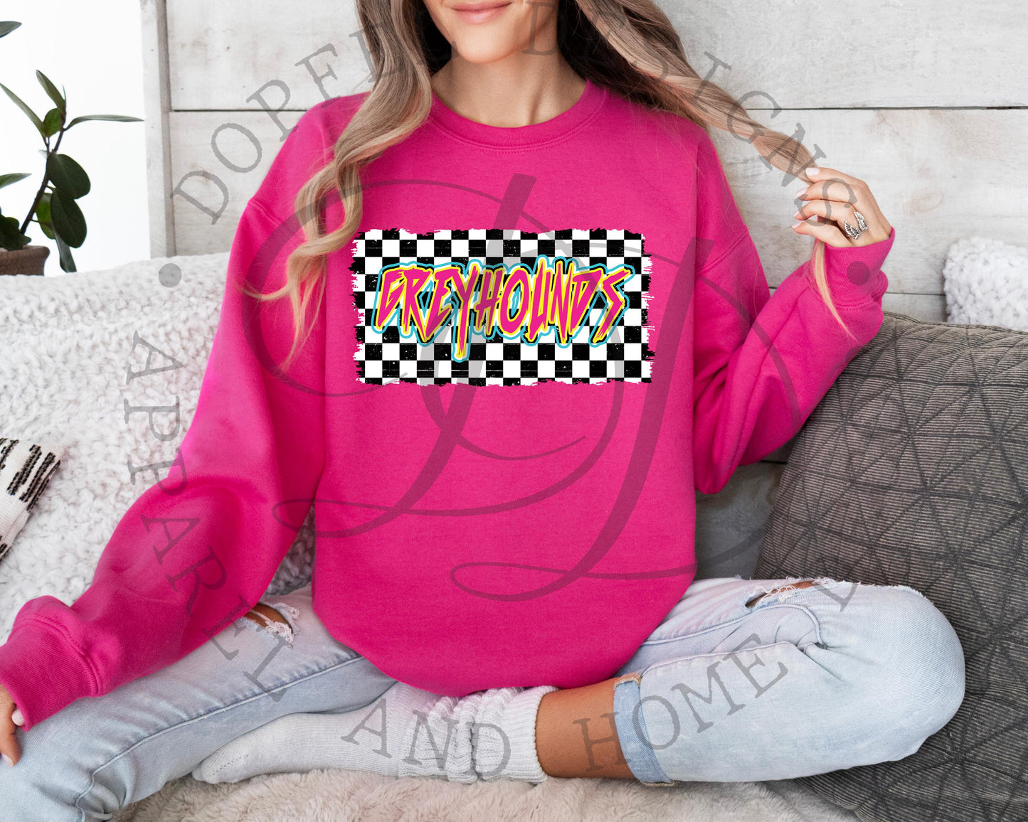 Greyhounds Checkered Neon Graffiti Digital Download