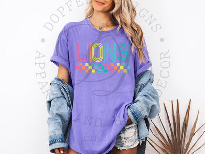 Lions NEON Checkered Digital Download