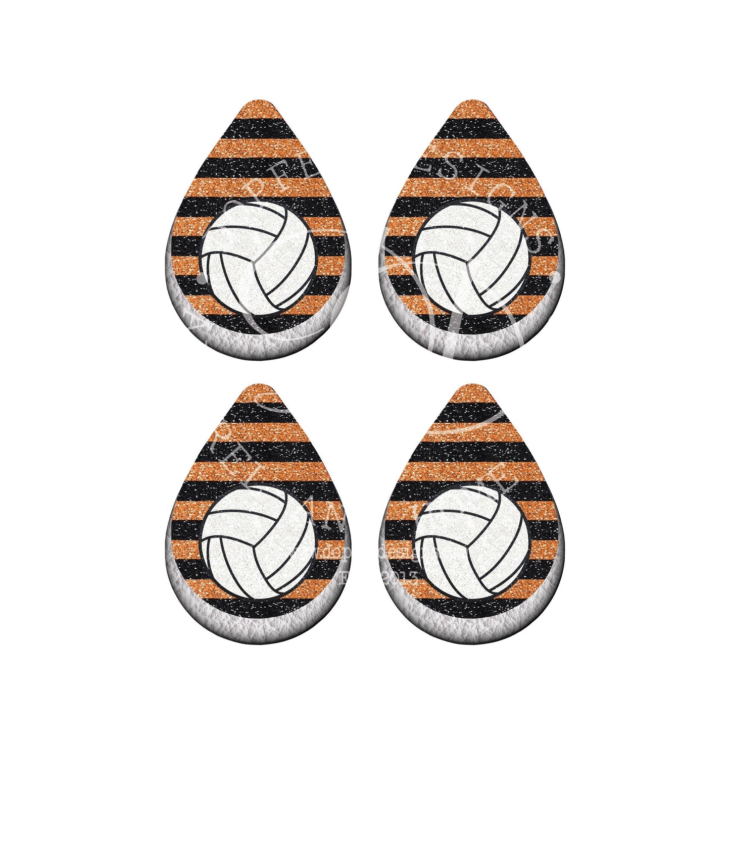 Glitter Volleyball Sublimation Earring PNG Template (Digital Download)