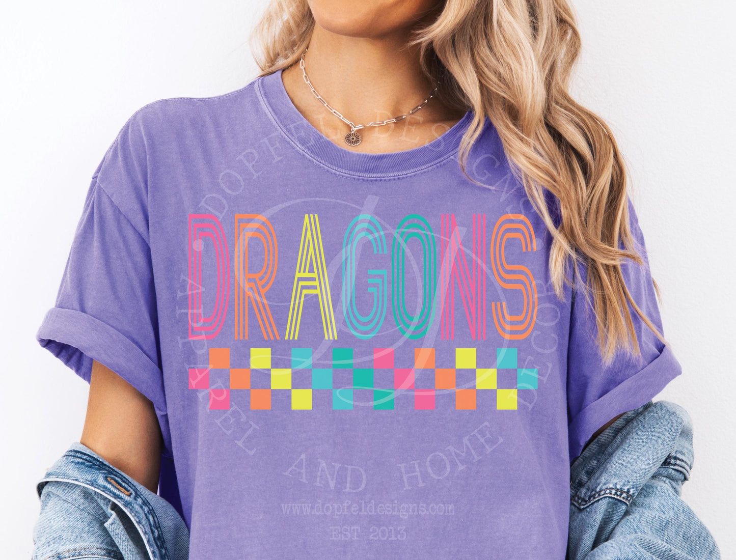Dragons NEON Checkered Digital Download