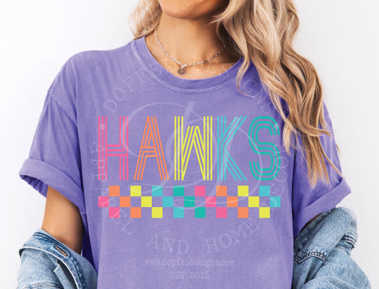 Hawks NEON Checkered Digital Download