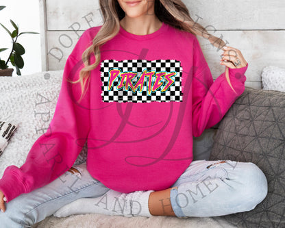 Pirates Checkered Neon Graffiti Digital Download