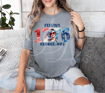 Feeling George-ous - Retro Girl - George Washington 4th of July png Digital Download