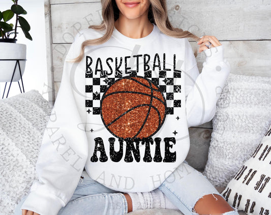 Basketball Auntie Faux Sequin Digital Download