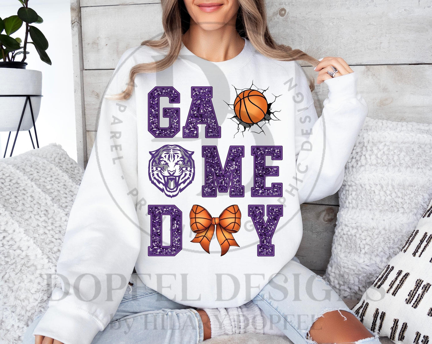 Tiger Basketball Faux Sequin Digital Download