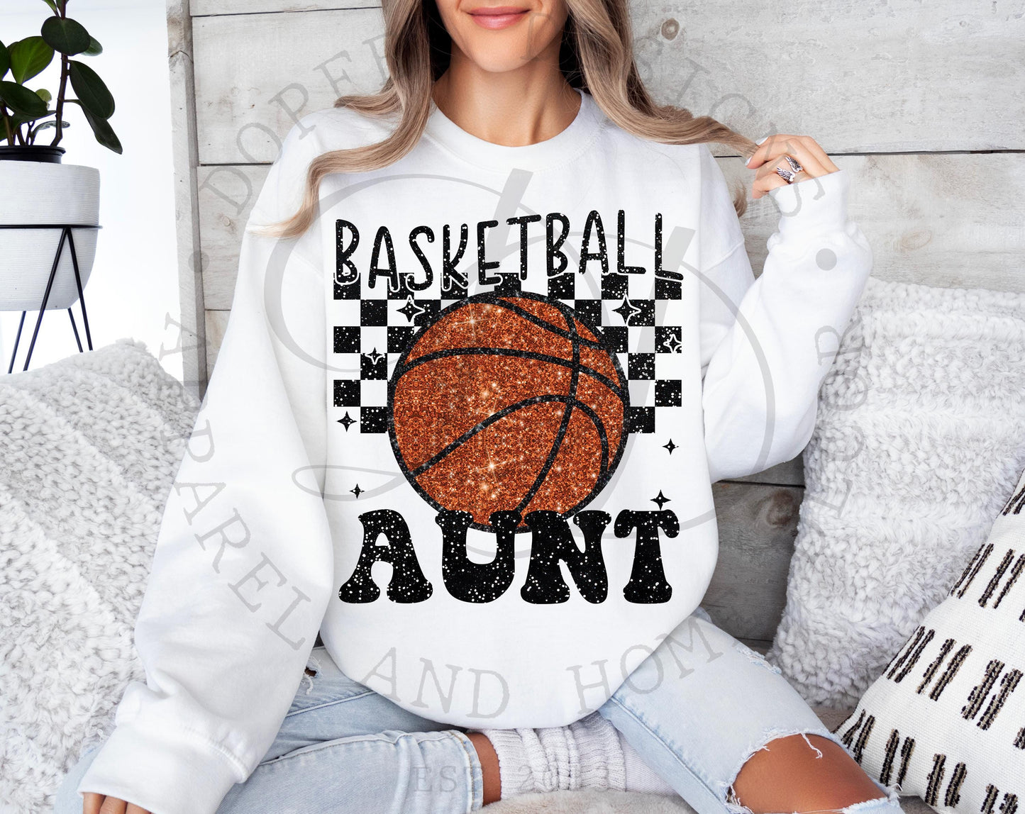 Basketball Aunt Faux Sequin Digital Download