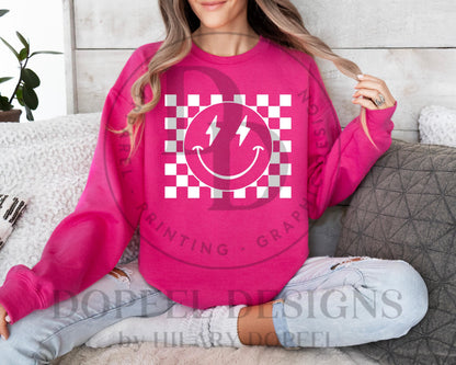 Smiley Face Checkered Lightning Bolt Digital Download