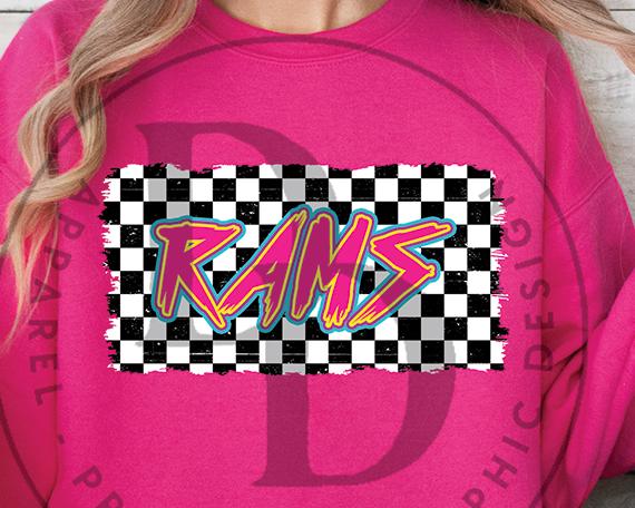 RAMS Checkered Neon Graffiti Digital Download