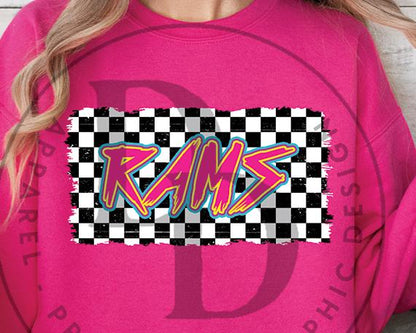 RAMS Checkered Neon Graffiti Digital Download