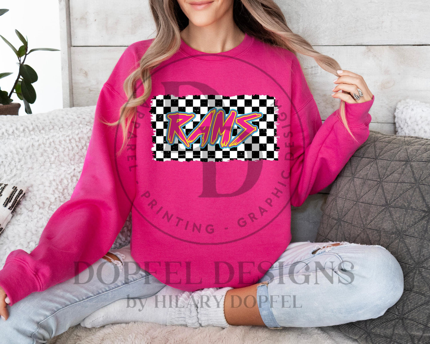 RAMS Checkered Neon Graffiti Digital Download