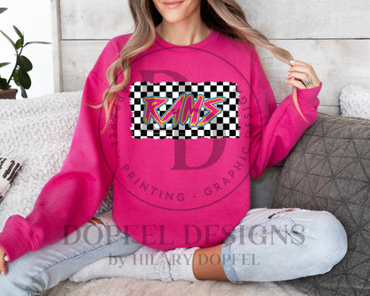 RAMS Checkered Neon Graffiti Digital Download
