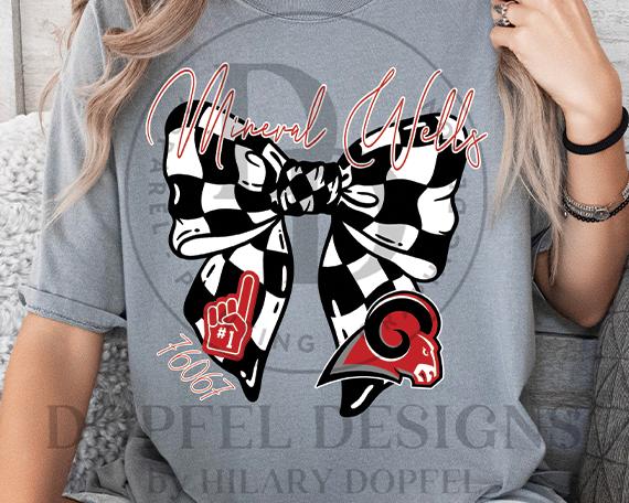 Mineral Wells Rams Checkered Bow Zip Code Coquette Digital Download