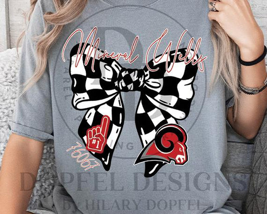 Mineral Wells Rams Checkered Bow Zip Code Coquette Digital Download