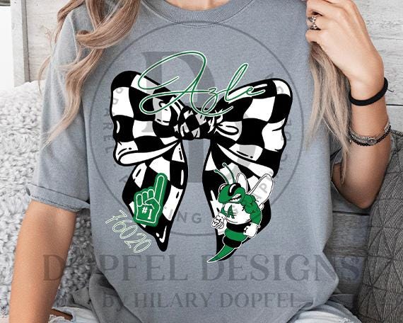 Azle Hornets Checkered Bow Zip Code Coquette Digital Download