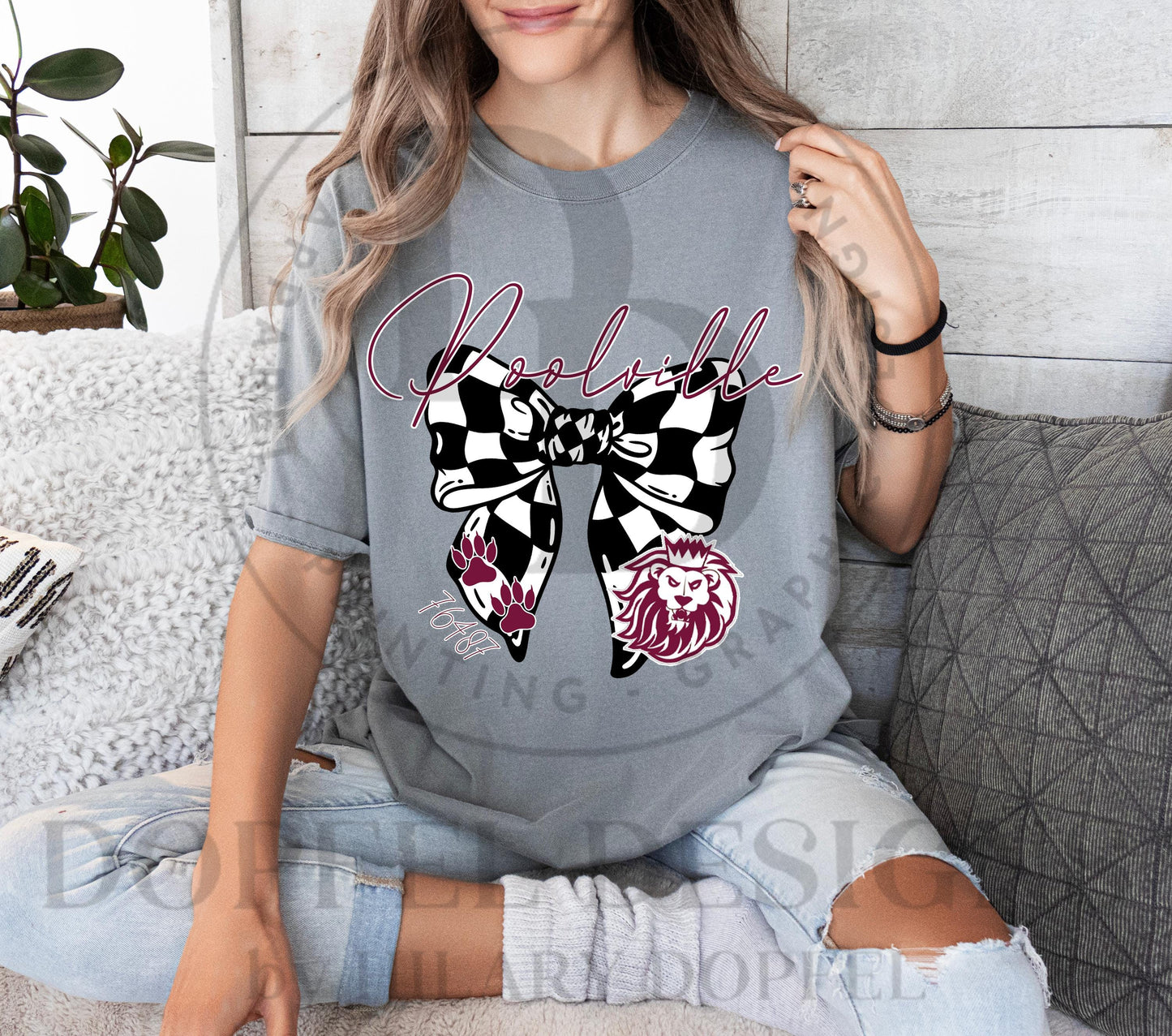 Poolville Monarchs Checkered Bow Zip Code Digital Download