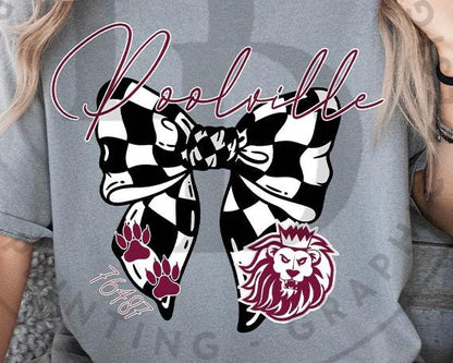 Poolville Monarchs Checkered Bow Zip Code Digital Download