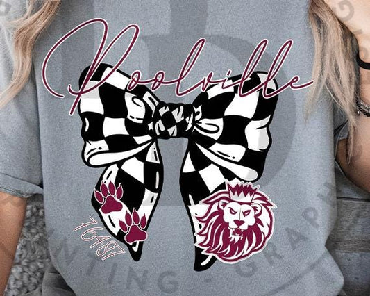 Poolville Monarchs Checkered Bow Zip Code Digital Download