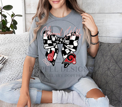 Mineral Wells Rams Checkered Bow Zip Code Coquette Digital Download