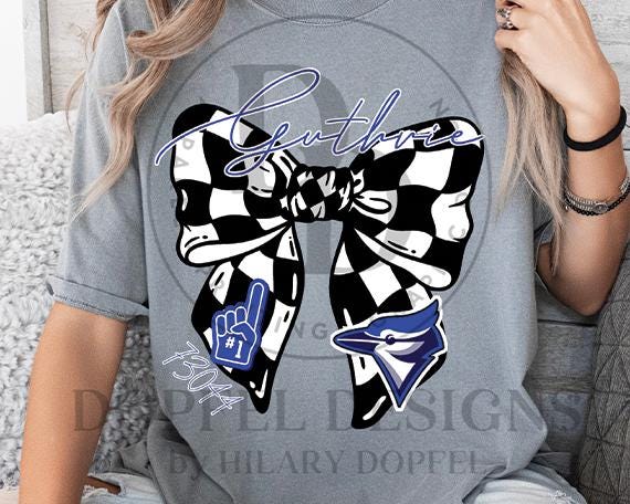 Guthrie Bluejays Checkered Bow Zip Code Coquette Digital Download