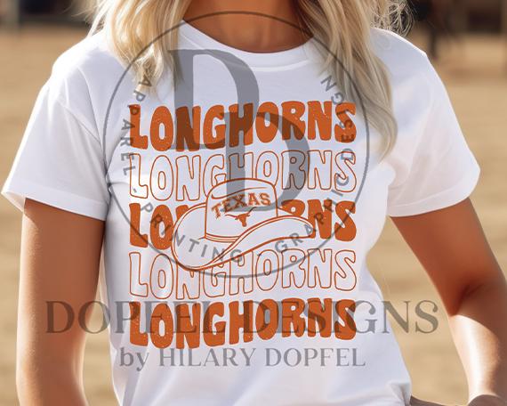 Longhorns Repeat with Cowboy Hat - Texas - Digital Download