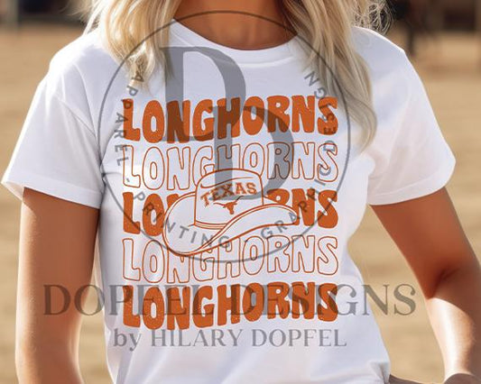 Longhorns Repeat with Cowboy Hat - Texas - Digital Download