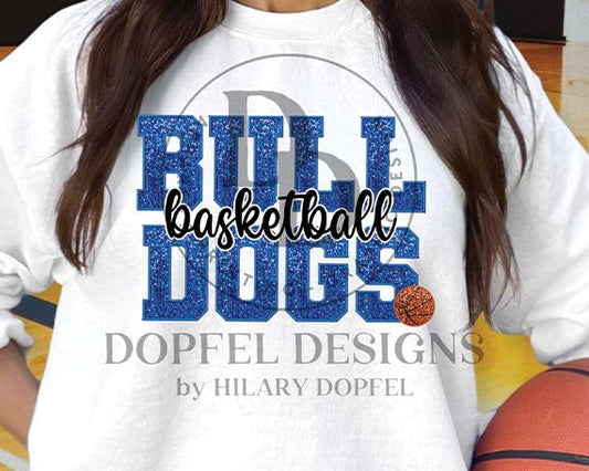 BULLDOGS Basketball Faux Sequin Faux Embroidery Digital Download